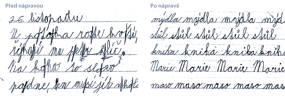 Ukázka písma před a po nápravě